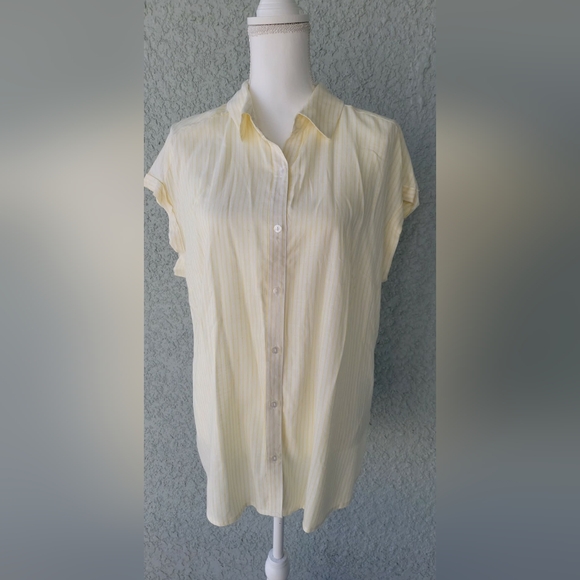 Fortune + Ivy Women's Light Yellow Button-Down Shirt - Picture 1 of 10